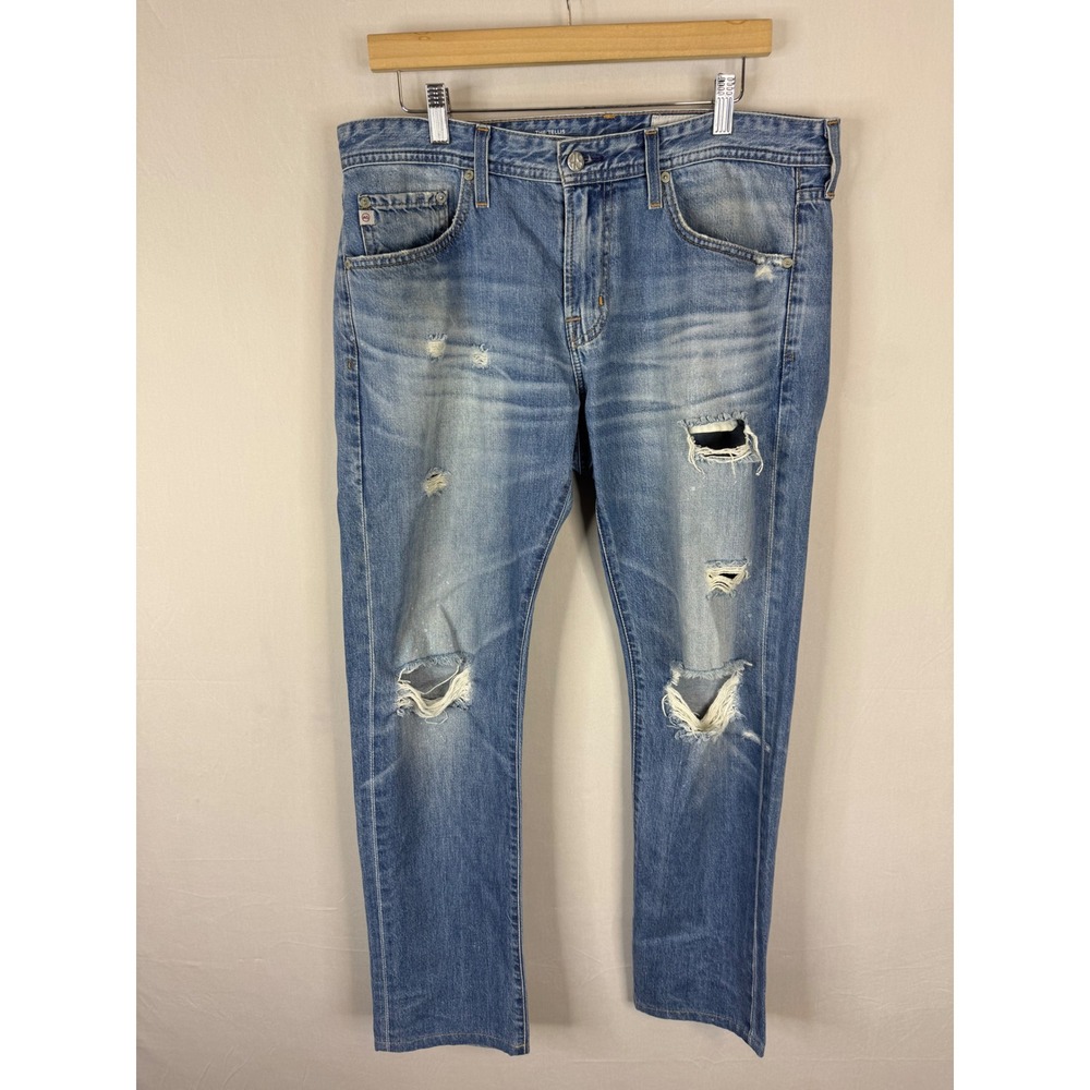 AG‎ Adriano Goldschmied The Tellis Modern Slim Distressed Jeans Blue 33R 33x30